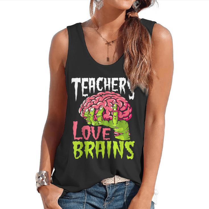 Teachers Love Brains Zombie Teacher Halloween Zombies Flowy Tank