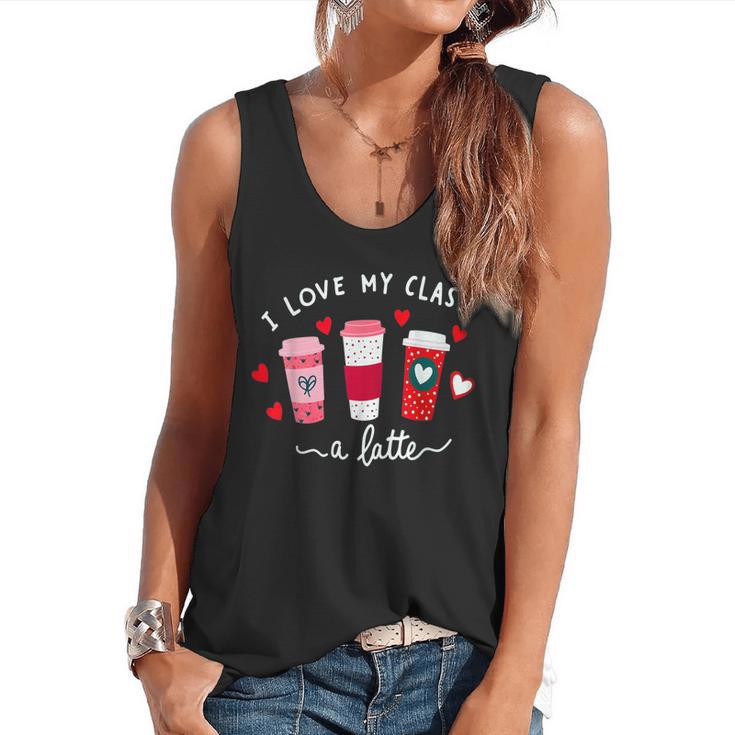 Teachers Valentine Day I Love My Class A Latte Coffee Women Flowy Tank