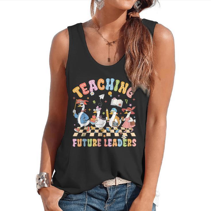 Teaching Future Leaders Teacher Back To School Cute Goose Flowy Tank