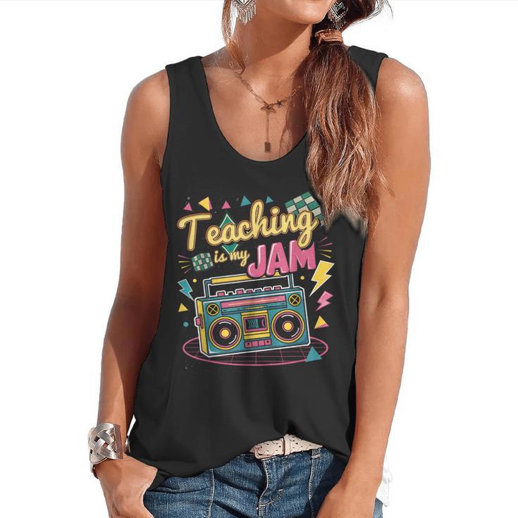 Teaching Is My Jam Groovy Retro Teacher Back To School Flowy Tank