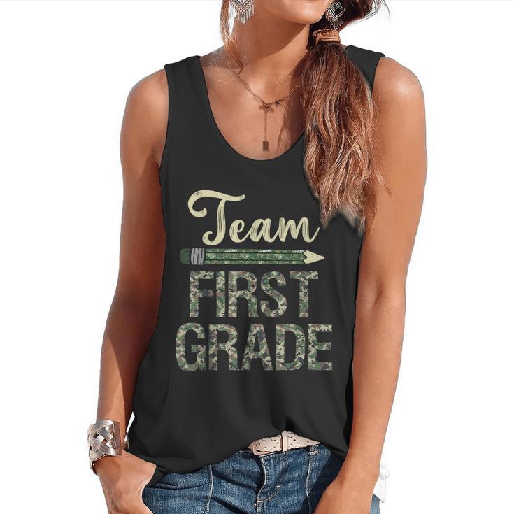 Team First Grade Camo 1st Grade Teacher Camouflage Flowy Tank