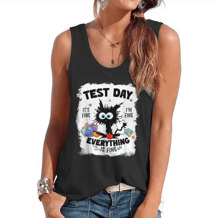 Test Day Stressed Cat Teacher Student Kids Testing Day Flowy Tank