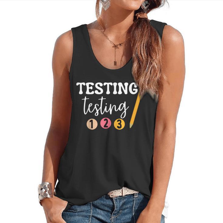 Testing Testing 123 Cute Math Teacher Student Test Day Men Women Girls Kids Flowy Tank