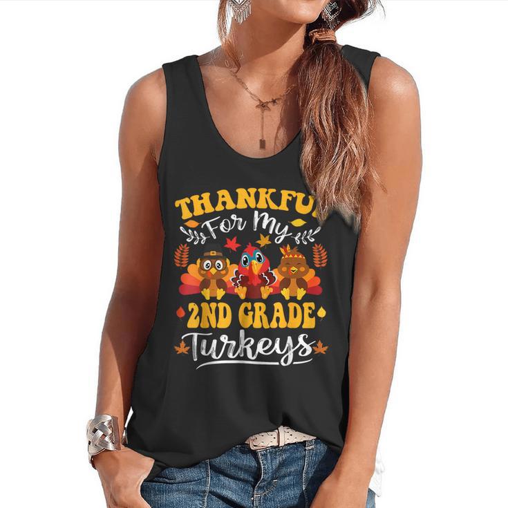 Thankful For My 2nd Grade Turkeys Thanksgiving Teacher Fall Flowy Tank