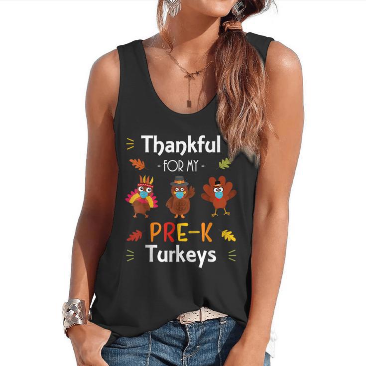 Thankful For My Prek Turkeys In Masks Thanksgiving Teacher For Men Women Flowy Tank
