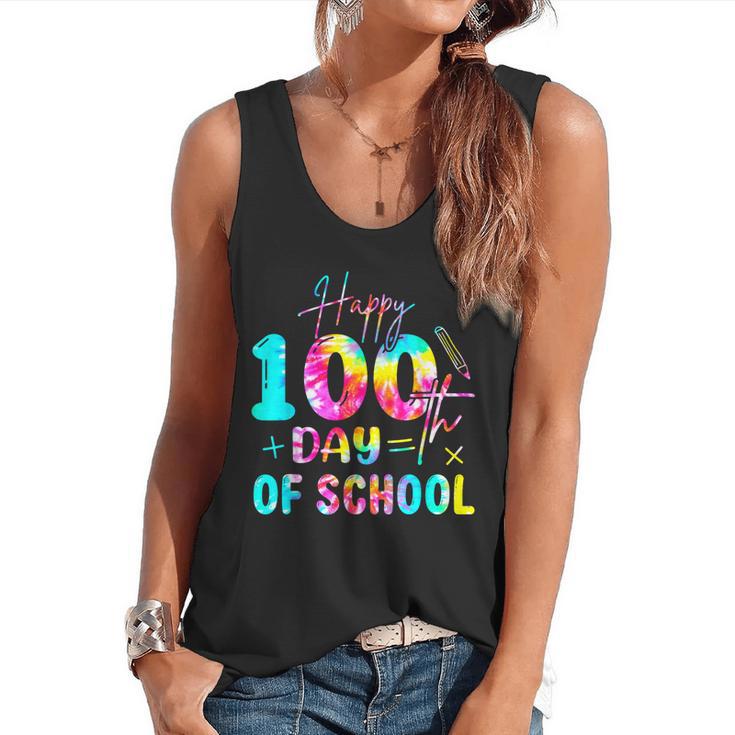 Tie Dye Happy 100th Day Of School Teacher Student 100 Days Flowy Tank