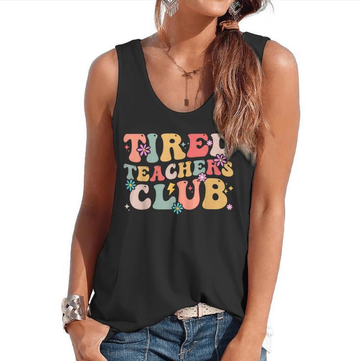 Tired Teachers Club Groovy Teachers Back To School Tee Flowy Tank