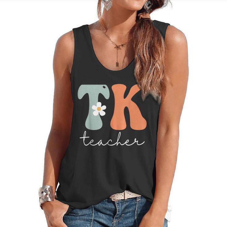 TK Teacher Retro Groovy Vintage Happy First Day Of School Flowy Tank