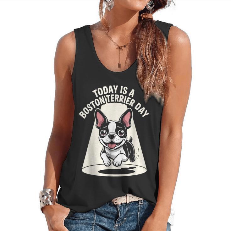 Today Is A Boston Terrier Day Cute Dog Lover Cartoon Flowy Tank
