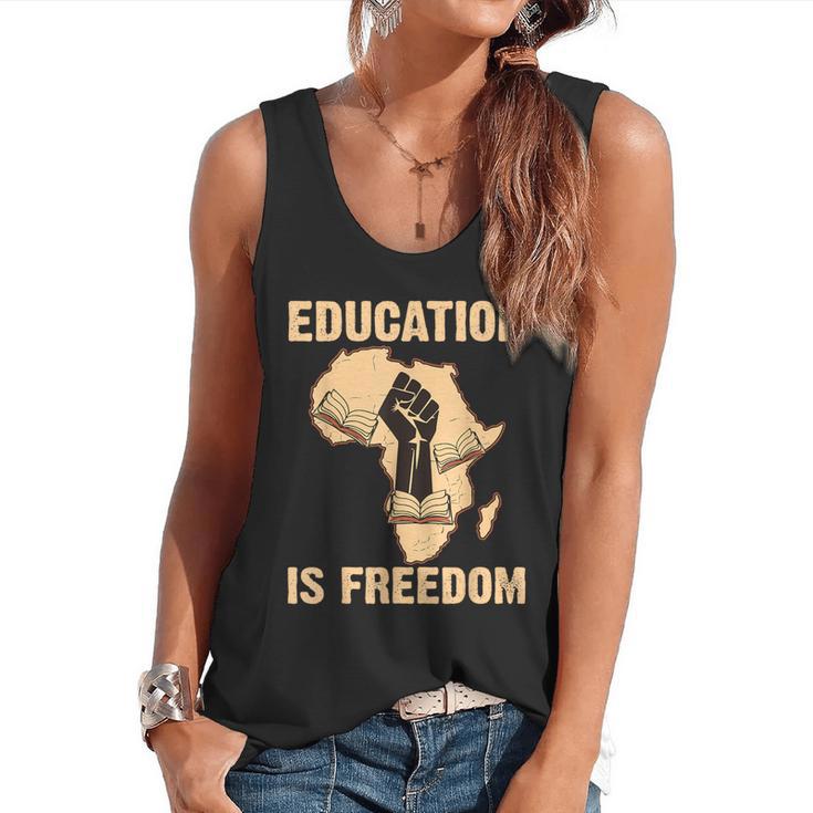 History Education Is Freedom African Map Black Teacher Flowy Tank