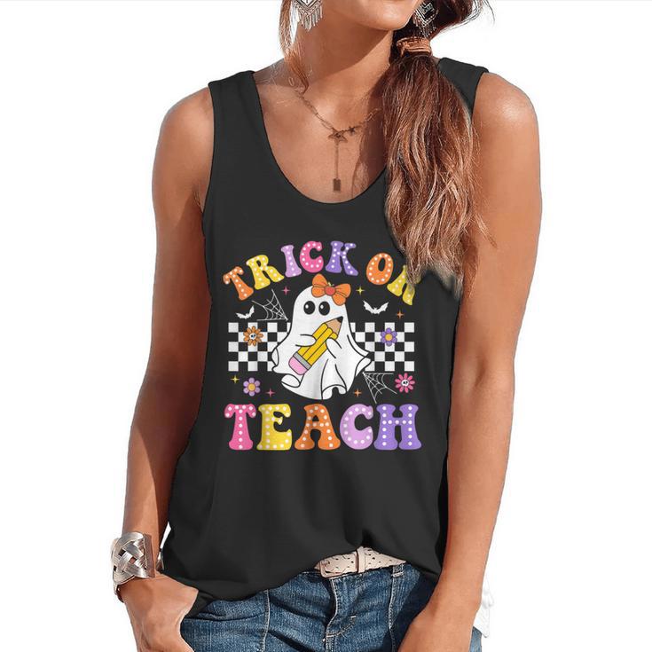 Trick Or Teach Groovy Halloween Teachers Flowy Tank