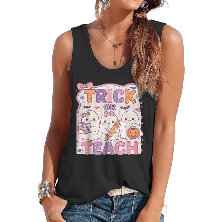 Trick Or Teach Retro Halloween Teacher Look Flowy Tank