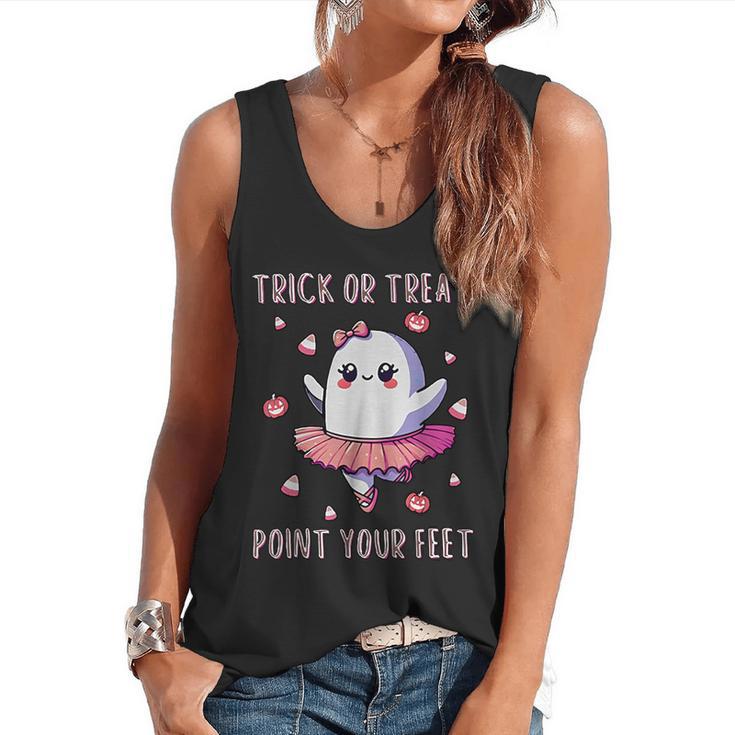 Trick Or Treat Point Your Feet Halloween Ghost Dance Teacher Flowy Tank