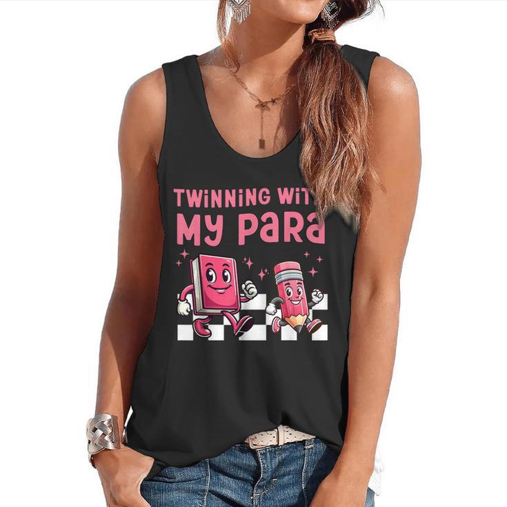 Twinning With My Para Teacher Matching Paraprofessional 70s For Men Women Flowy Tank