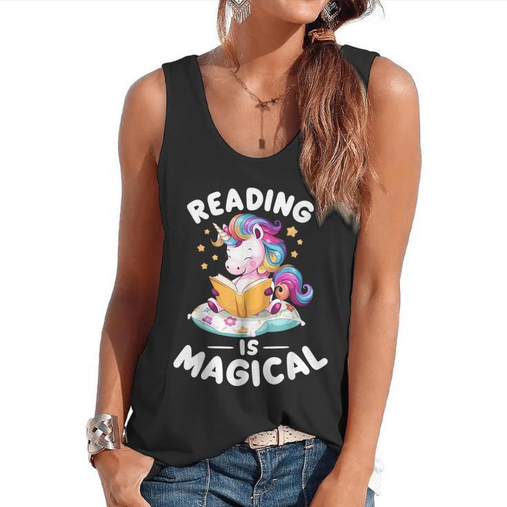 Unicorn Teacher Reading Is Magical Book Flowy Tank