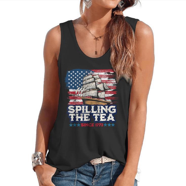 US History Teacher Boston Spilling The Tea Since 1773 Flowy Tank
