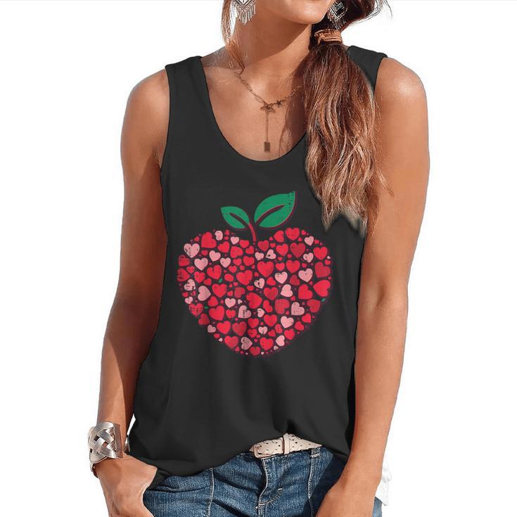 Valentines Day Teacher Hearts Apple Love Teach Women Men Flowy Tank