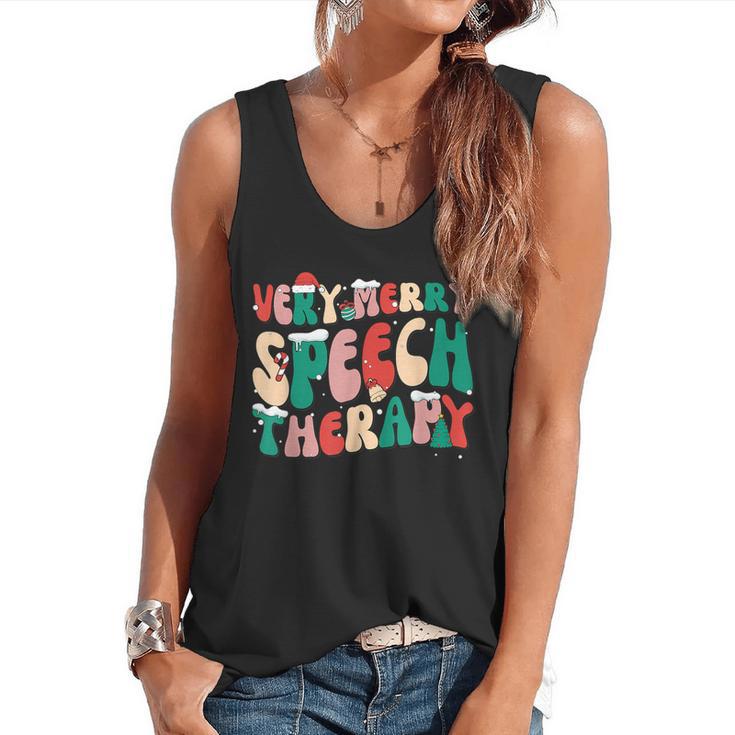 Verry Merry Speech Language Pathologist Teacher Christmas Flowy Tank