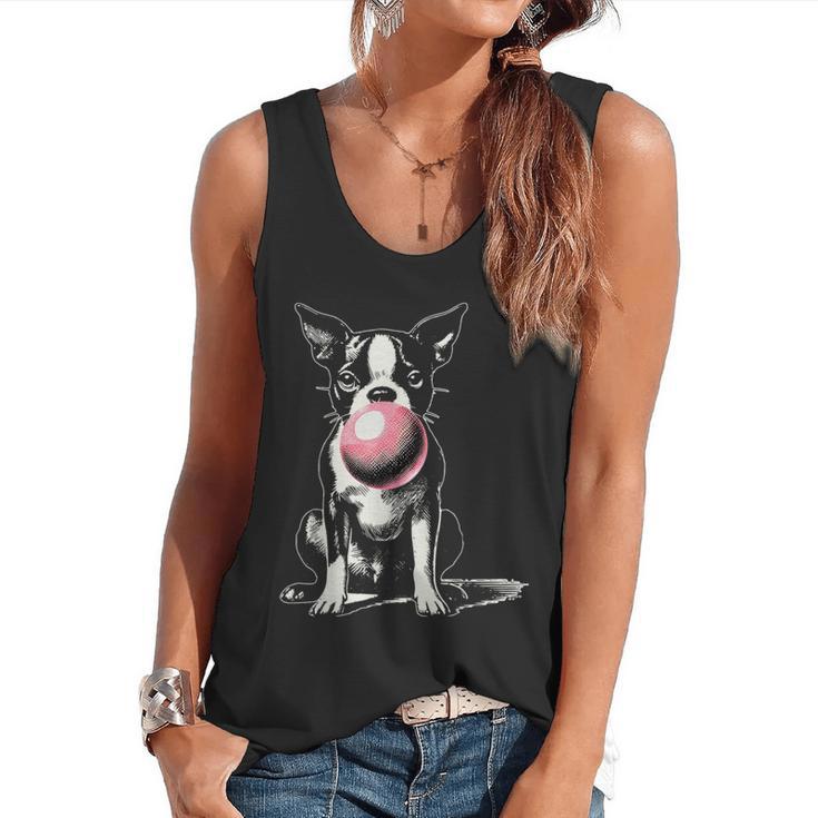 Vintage Boston Terrier Blowing Bubble Gum American Gentleman Flowy Tank