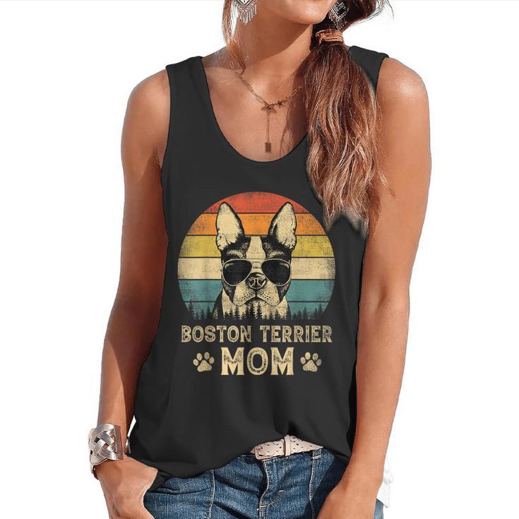 Vintage Boston Terrier Mom Dog Lovers Mother's Day Flowy Tank