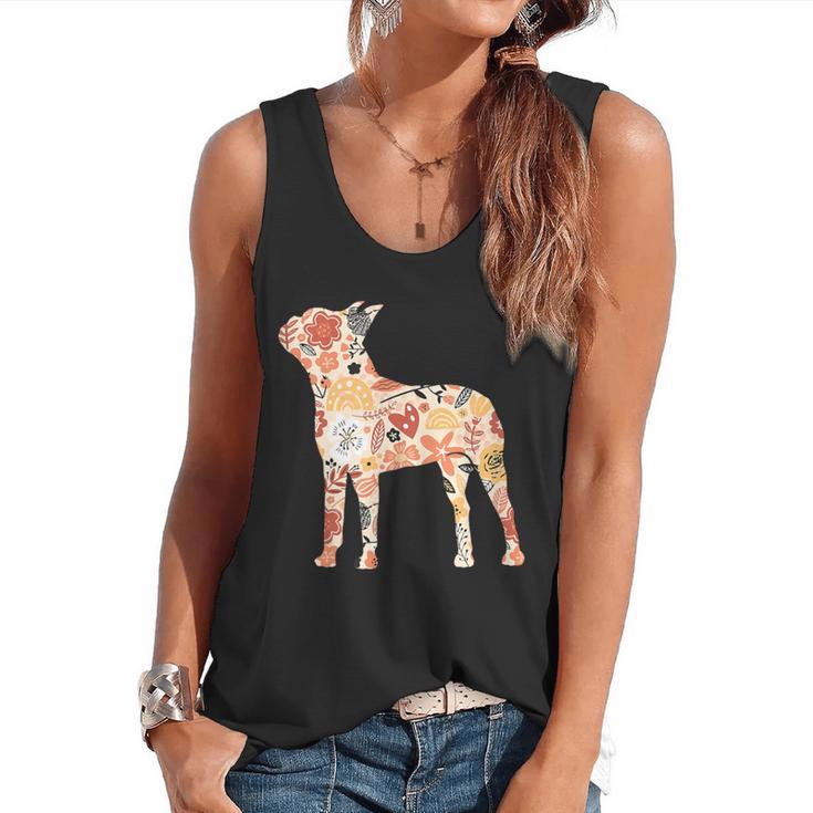 Vintage Floral Boston Terrier For Dog Lover Flowy Tank