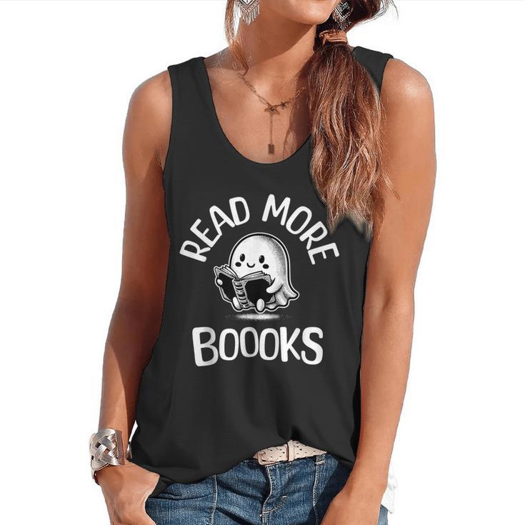 Vintage Halloween Teacher Women Reading Read More Books Flowy Tank