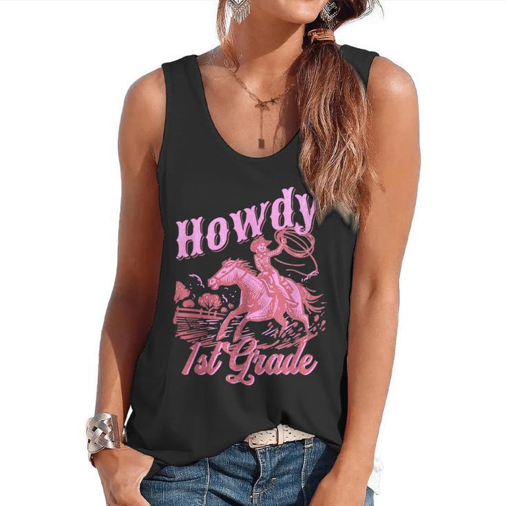 Vintage Howdy First Grade Cowgirl Teacher Western School Flowy Tank