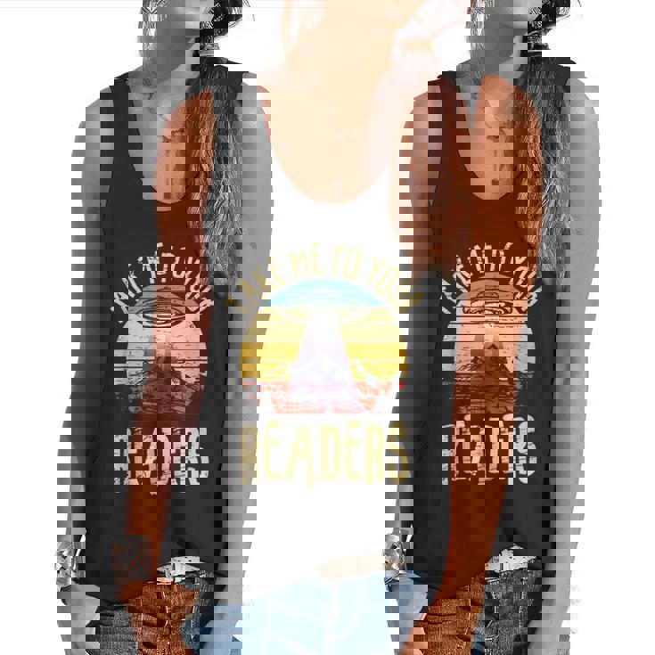 Vintage Take Me To Your Readers English Teacher Alien Space Men Women Flowy Tank