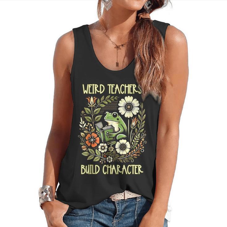 Weird Teachers Build Character Frog Reading Book Librarian Flowy Tank