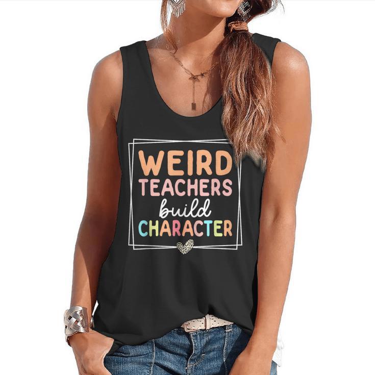 Weird Teachers Build Character Leopard Retro Teacher Flowy Tank