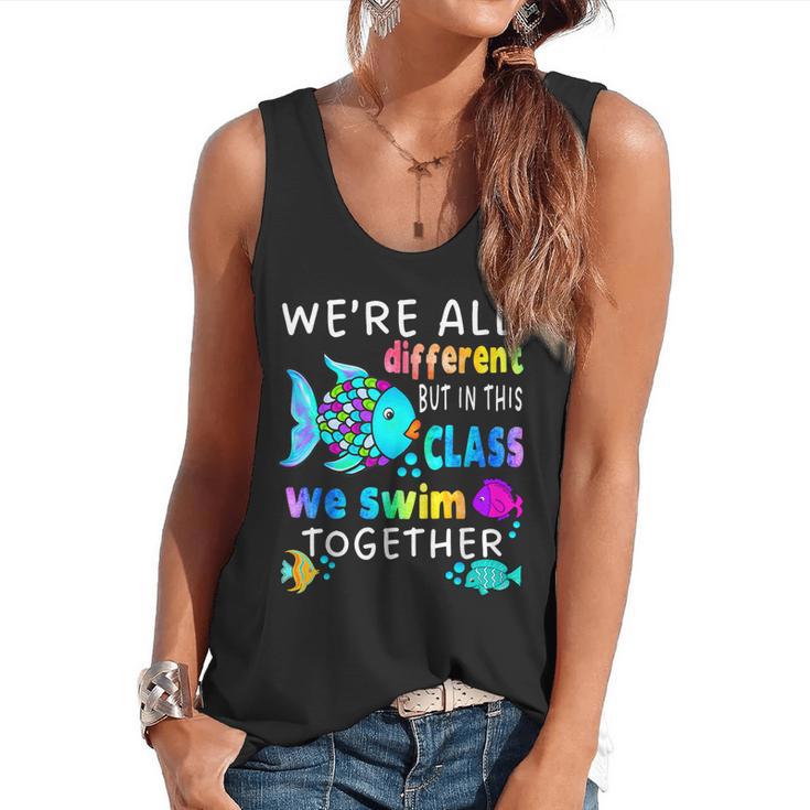 We'Re All Different But We Swim Together Elementary Teacher Flowy Tank