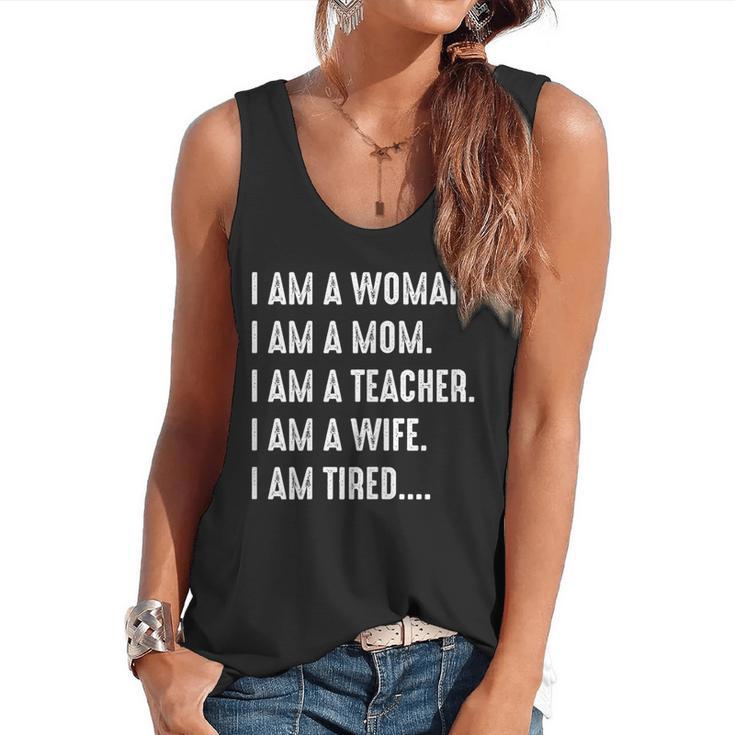 Woman Mom Teacher Wife TIRED T Shirt Cute Mom Teacher Shirts Flowy Tank
