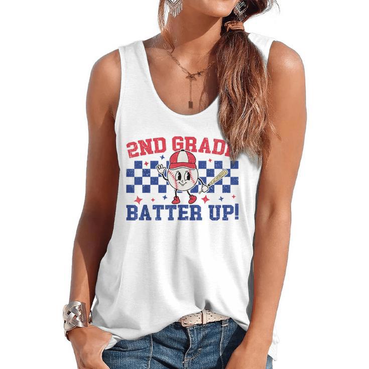 2nd Grade Batter Up Back To School Baseball Teacher Kids Flowy Tank