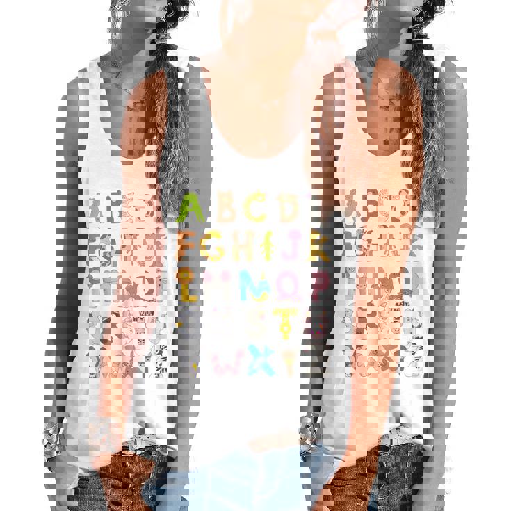 ABC Animals Alphabet Graphic Boys Girls Kindergarten Teacher Flowy Tank
