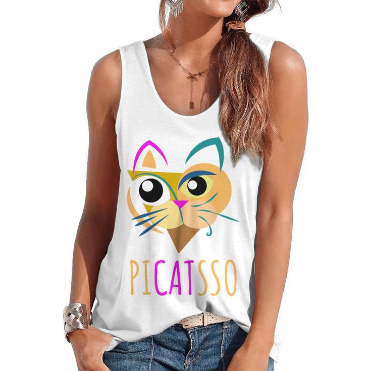 Abstract Cat Art Picatsso Shirt For Art Teachers Flowy Tank