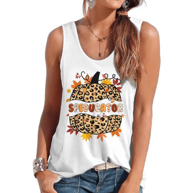 Autumn Fall SPED ED Teacher Thankful Grateful Pumpkin Retro Flowy Tank