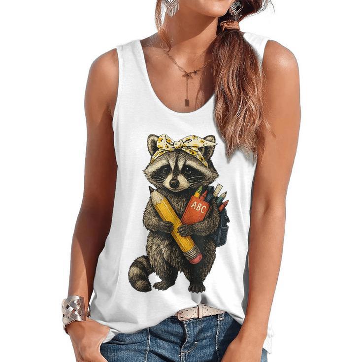 Back To School Raccoon Teachers Student Kids Flowy Tank