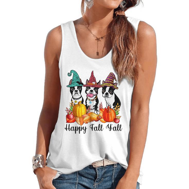 Boston Terrier Dog Lover Fall Ya'Ll Halloween Costume Men Women Flowy Tank