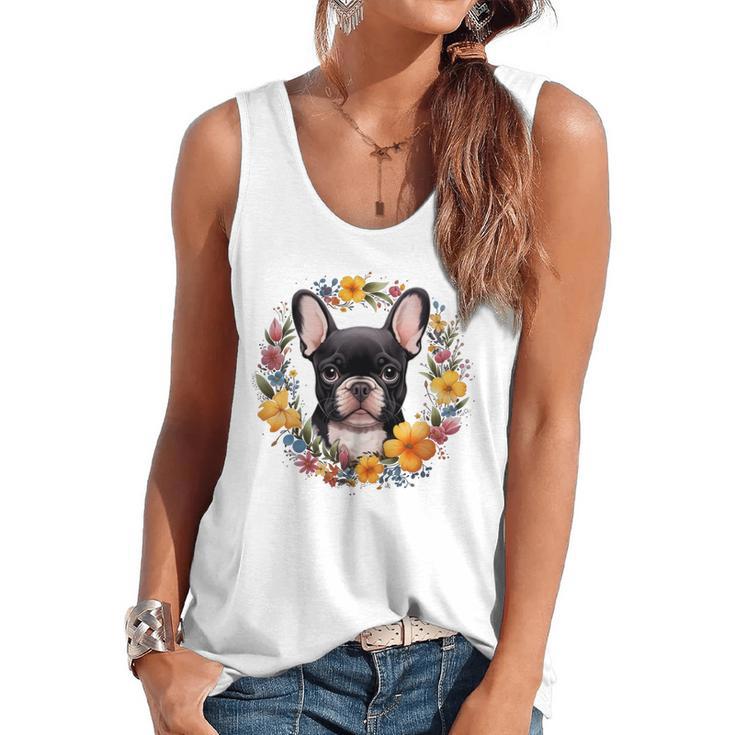 Boston Terrier Mom Floral Bostie Dog Lover Flowers Cute Flowy Tank