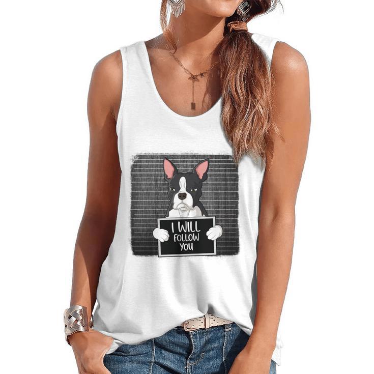 Boston Terrier Mug Shot Guilty Dog Flowy Tank