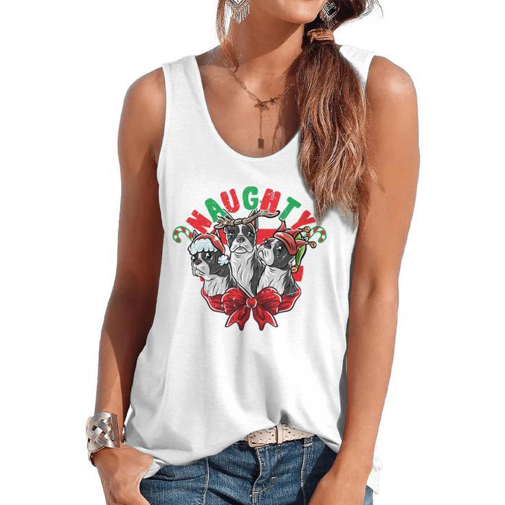 Boston Terrier Santa Claus Elf Reindeer Christmas Dog X-Mas Flowy Tank