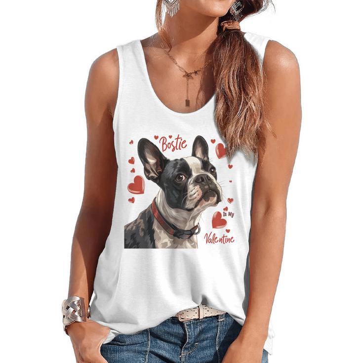 Boston Terrier Is My Valentine Cute Pet Dog Owner Valentine Flowy Tank