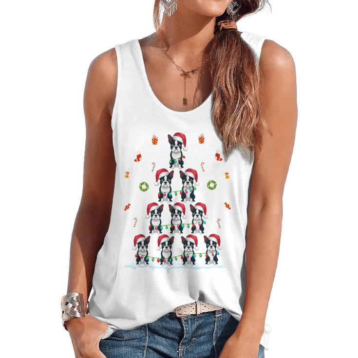 Boston Terrier Xmas Tree Lights For Men Women Boston Terrier Flowy Tank