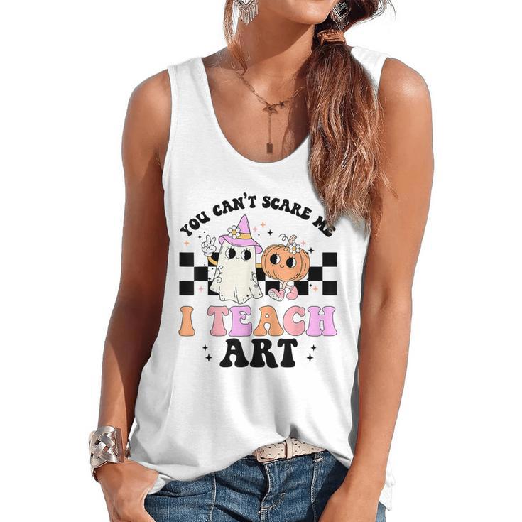 You Can't Scare Me I Teach Art Retro Teacher Ghost Halloween Flowy Tank
