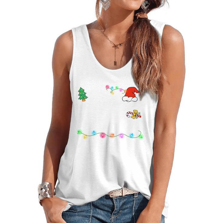 Is It Christmas Break Yet Teacher Xmas Light Santa Hat Flowy Tank