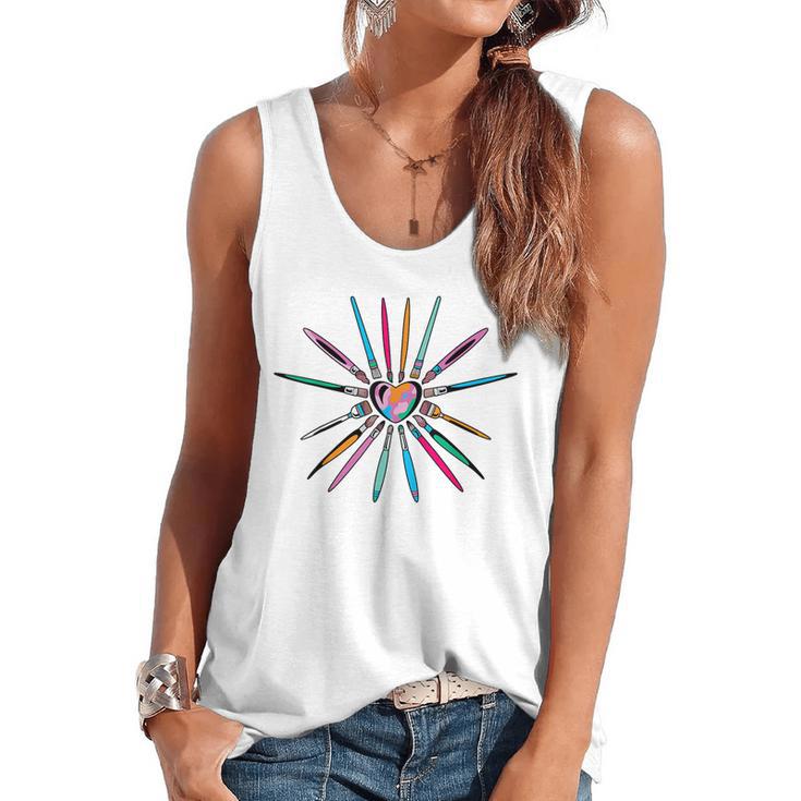 Cool Brush Heart Shape Art Teacher Paint For Artist Painter Flowy Tank