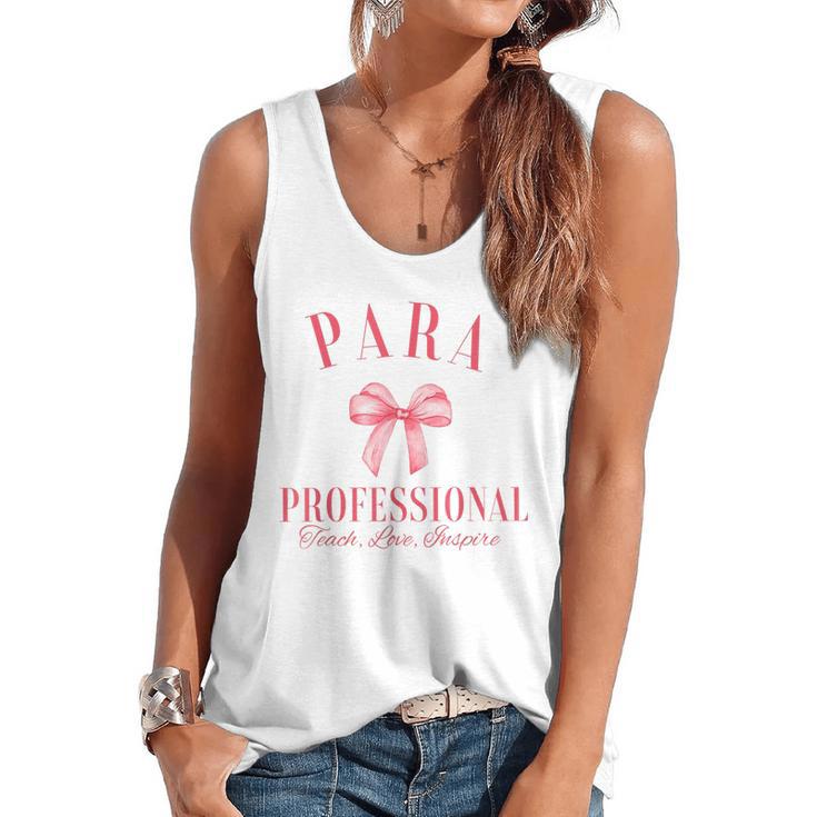 Coquette Bow Paraprofessional School Para Squad Teacher Aide Flowy Tank