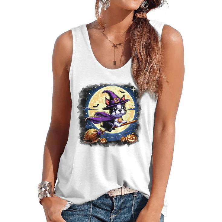 Cute Boston Terrier Halloween Costume Dog Lover Women Girls Flowy Tank