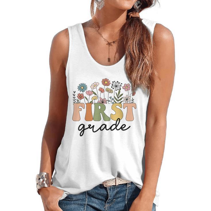 First Grade Teacher Wildflower Back To School Floral Outfits Flowy Tank