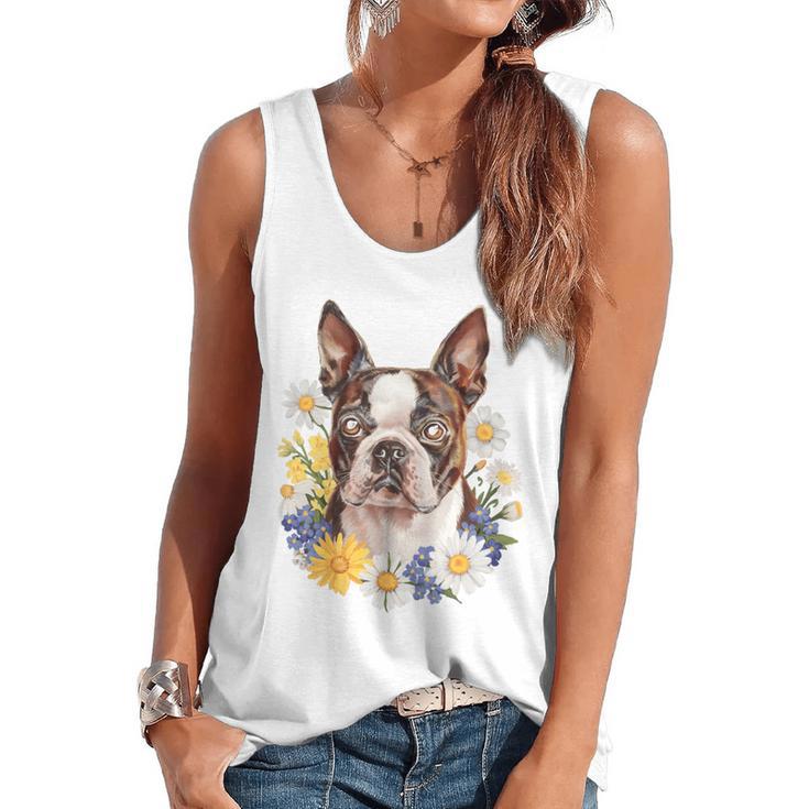 Floral Boston Terrier Flowy Tank